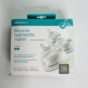 Nanobebe Breastmilk Baby Bottles Dishwasher Safe 5oz 3 Pack Teal 0+ Months New